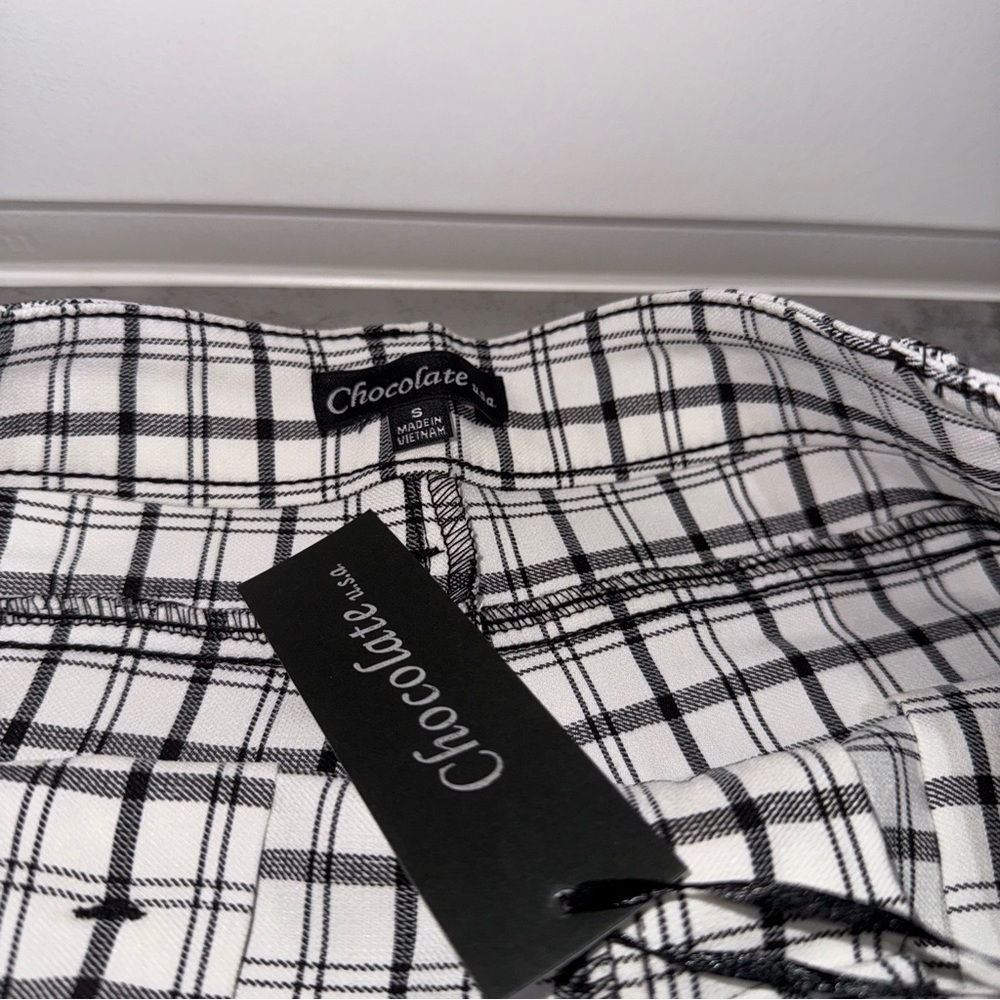 Chocolate USA Plaid High Waist Skinny Cropped Pants Size SMALL - Picture 4 of 5